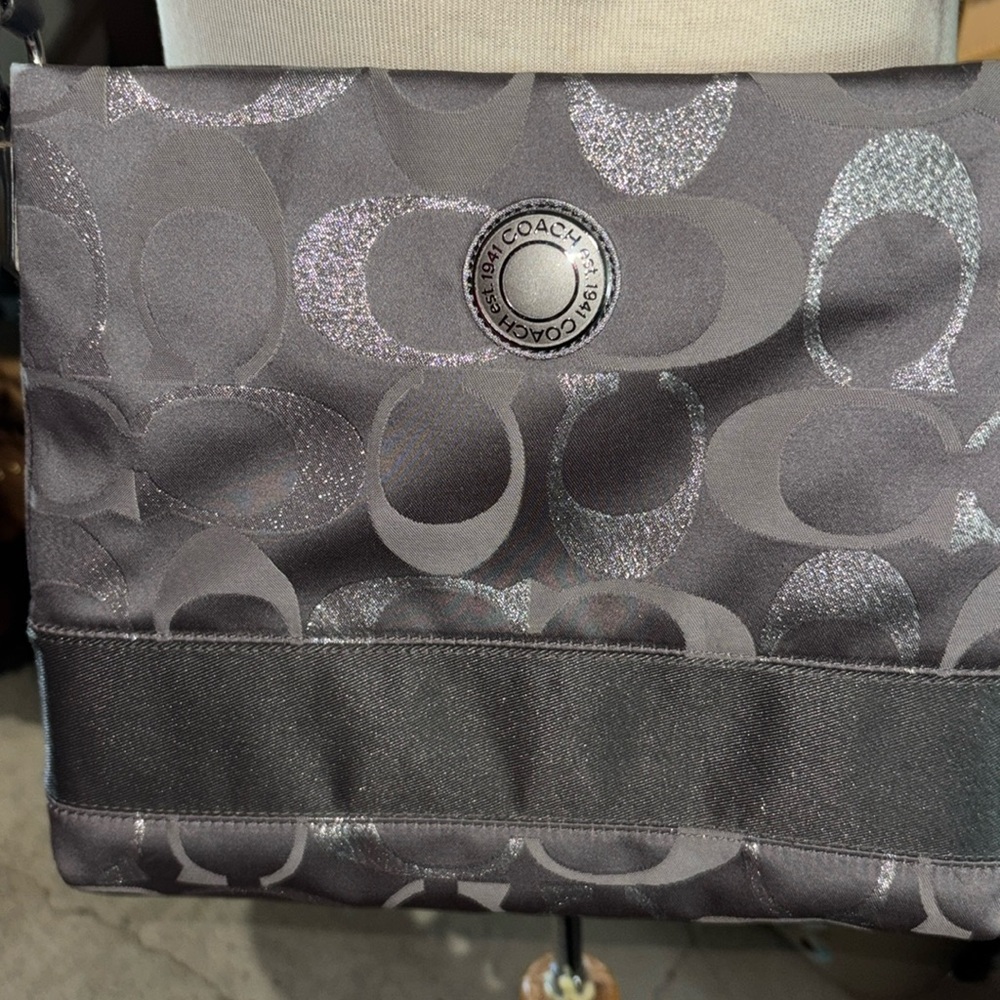 COACH Signature Stripe Metallic Logo Handbag Classic G1276 F2030